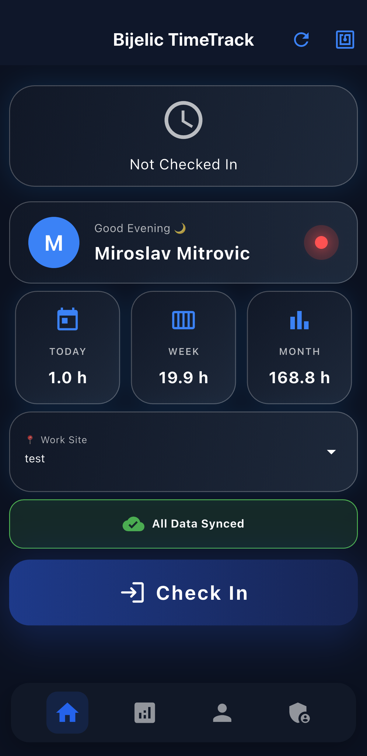 Bijelic TimeTrack dashboard screenshot